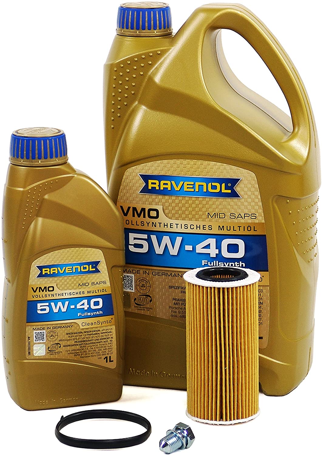 Blau J1A5090-B Motor Oil Change Kit - Compatible with 2012-14 VW Beetle w/ 5 Cylinder 2.5L Engine - 5w40