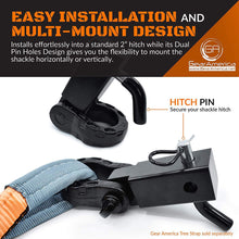 GearAmerica Aluminum Hitch Receiver 2"x2" (Black) | 32,000 LBS (16T) MBS 16,000 LBS (8T) WLL | Heavy Duty Towing and Recovery for 4x4, Trucks, & SUVs | Includes Steel Mega Shackle, Washers and ⅝ Pin