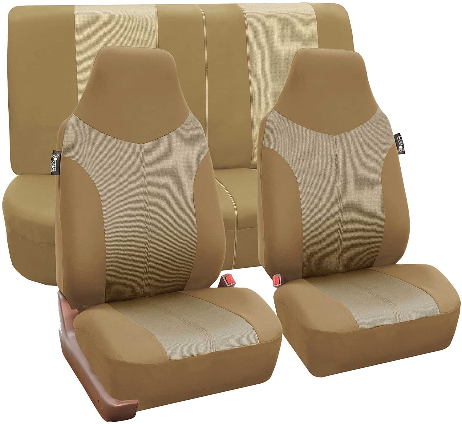 FH Group FH-FB101112 Gray and Black Supreme Twill Fabric High Back Car Seat Cover (Full Set Airbag Ready and Split Rear Bench)- Fit Most Car, Truck, SUV, or Van