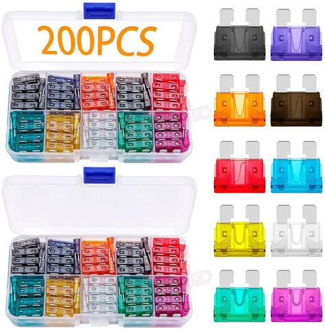 200 Pcs Blade Car Fuses Assortment Kit –Standard (2A/3A/5A/7.5A/10A/15A/20A/25A/30A/35A)