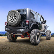 Nilight Rear Bumper & Spare Tire Rack & Hitch Receiver w/2 LED Lights Compatible for 2007-2018 Jeep Wrangler JK for 2007-2018 Jeep Wrangler JK & Unlimited