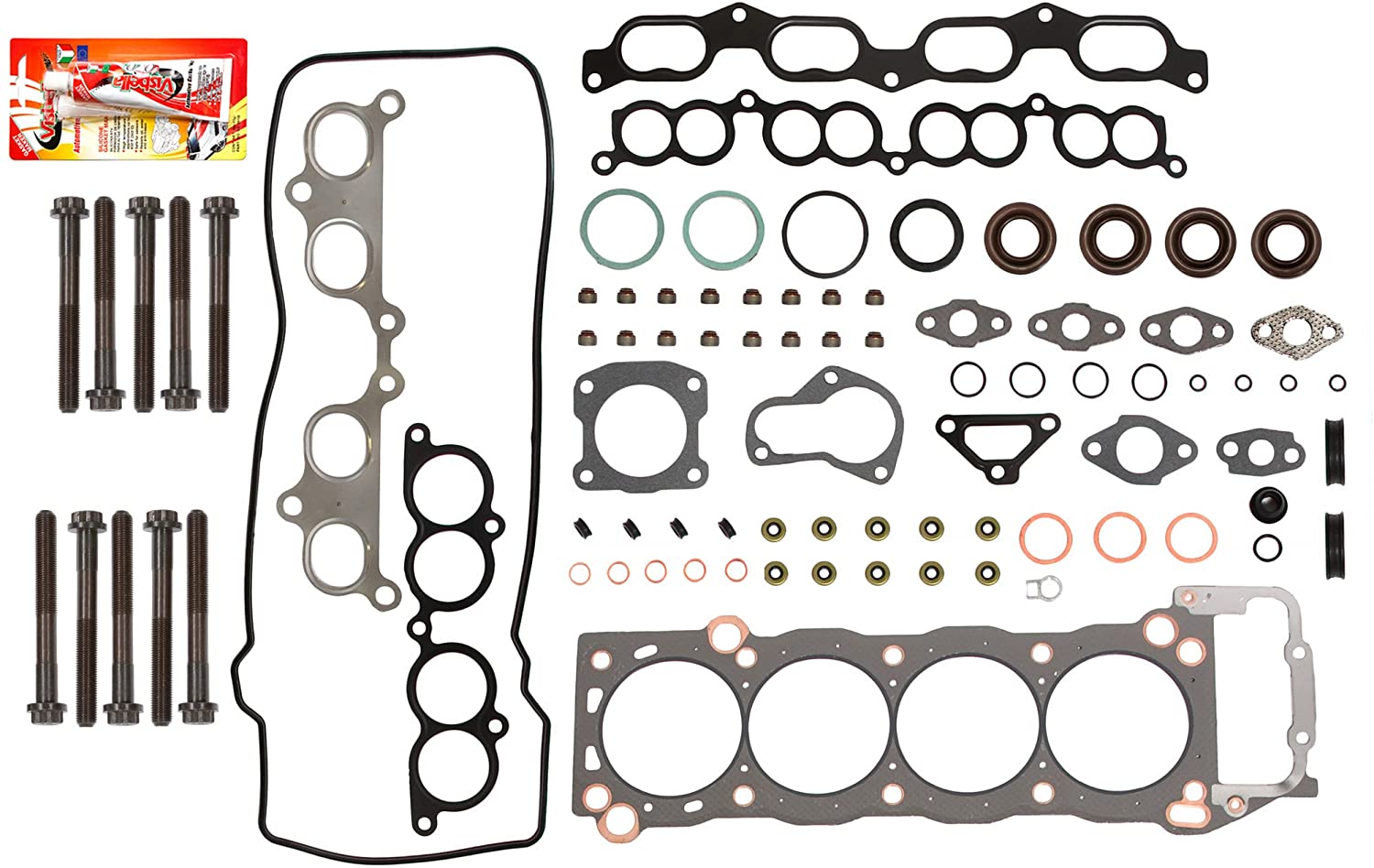 Compatible With 95-01 Toyota Tacoma 4Runner T100 2.7 DOHC 3RZFE Head Gasket Set Head Bolts