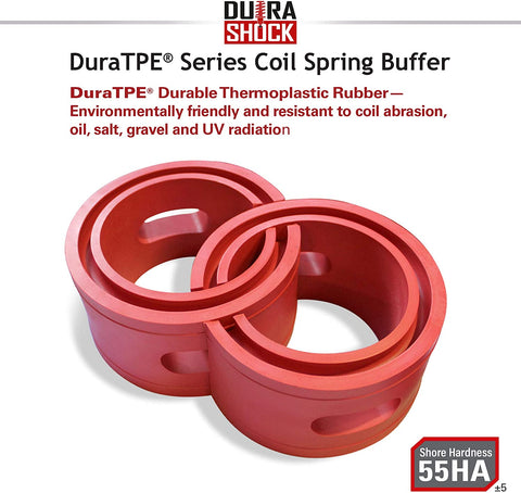 DuraSHOCK U.S. Car Coil Spring Buffer Cushion/Suspension Shock Absorber Retainer Automotive Front-Rear DuraTPE Performance Booster Kit for Universal Type A-F Vehicle Auto Parts (CSB Plus, A)