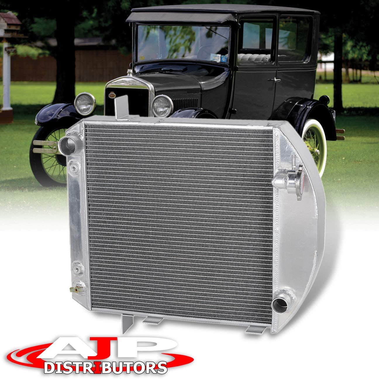 AJP Distributors 62mm Dual Core 2-Row High Performance Full Aluminum Engine Cooling Racing Radiator For Bucket Model-T 2.9L Configuration MT/AT Hotrod Grill Shell Upgrade Replacement Setup