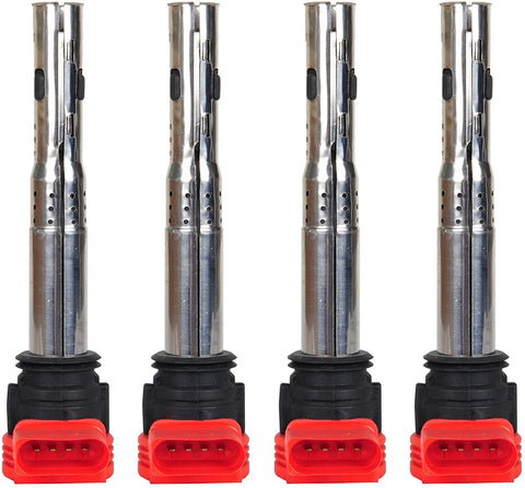 ENA Ignition Coils Compatible with 2006-2016 Audi A3 A4 A5 A6 A7 Q5 Q7 R8 S4 S5 TT - Volkswagen VW MK5 MK6 Jetta Golf Passat CC Tiguan - Compatible with 06E905115E - Pack of 4