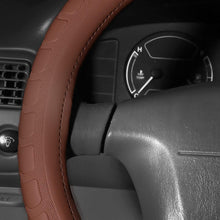 FH Group FH2006 Microfiber Embossed Leather Steering Wheel Cover (Brown) – Universal Fit for Cars Trucks & SUVs