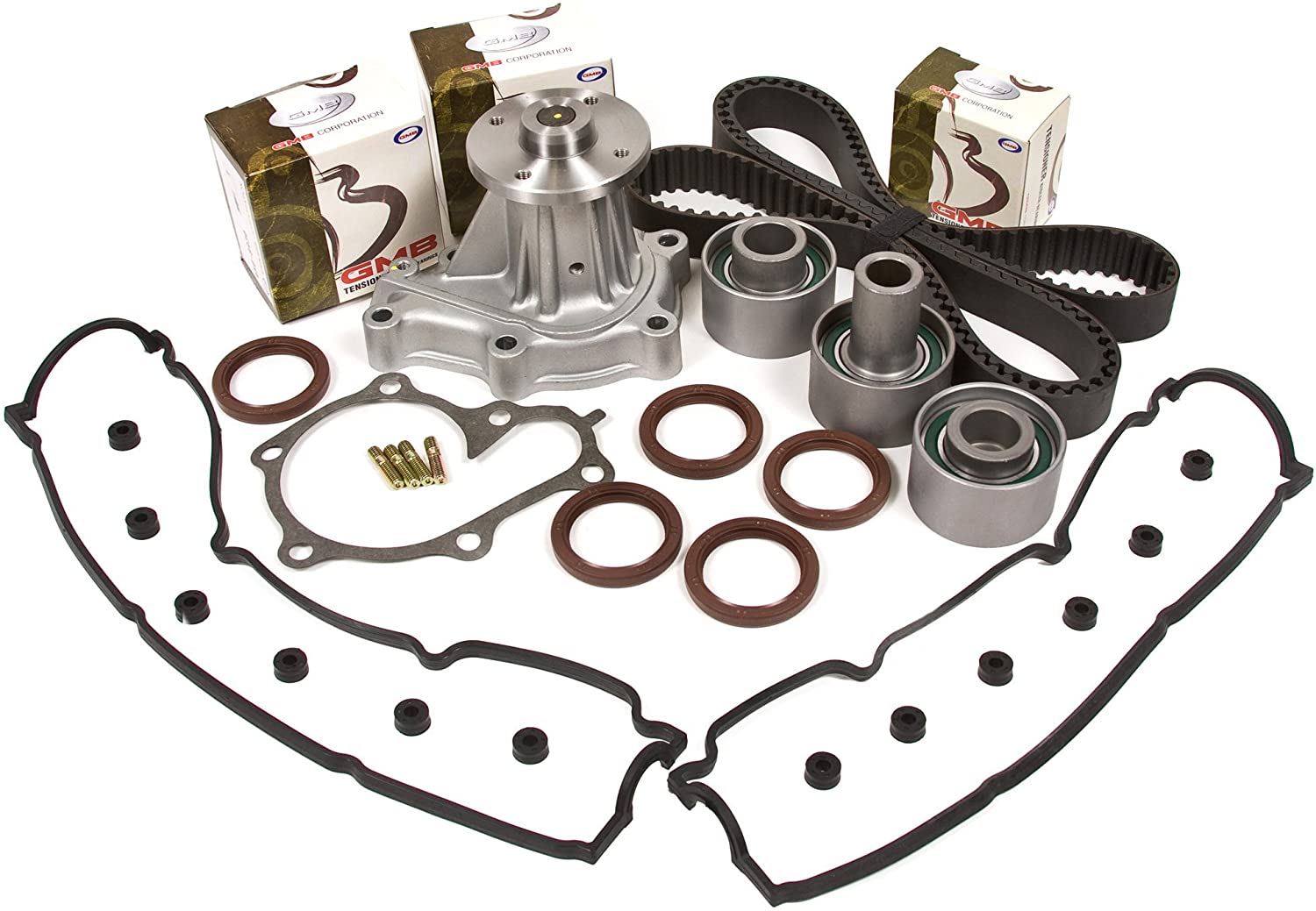 Evergreen TBK180VCT Compatible With 90-96 Nissan 300ZX 3.0L DOHC VG30DE Timing Belt Kit Valve Cover Gasket Water Pump