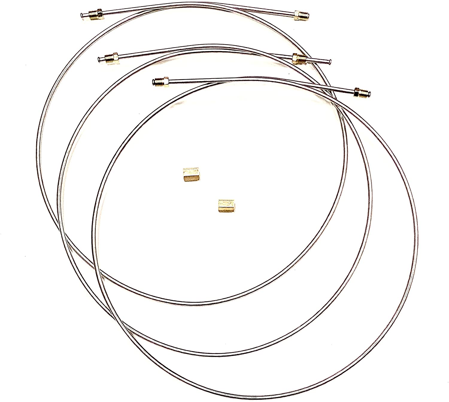 3/16 Inch Stainless Steel Brake Lines with Inverted Double Flared Ends, Fittings & Unions, 32 Inches Long (Pack of 3)