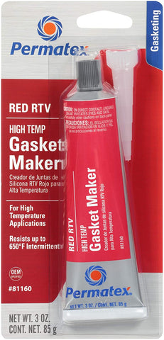 Permatex 81160 High-Temp Red RTV Silicone Gasket, 3 oz