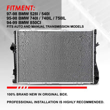 Replacement for 94-99 BMW 528i/540i/740i/750iL/850ci AT/MT Lightweight OE Style Full Aluminum Core Radiator DPI 1401