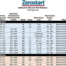 Zerostart 3400033 Silicone Pad Heater Engine Oil, Transmission Fluid, Reservoir and Hydraulic Fluid Heater, 3½" x 4½" | CSA Approved | 120 Volts | 250 Watts
