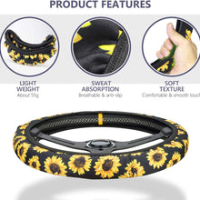 Babrukda Car Interior Accessiores for Women - 15 Inch Adjustable Streering Wheel Cover+Auto Gear Shift Knob Cover+Handbrake Cover Set Mandala Flower Non-Slip Soft Fit Most Cars Sedan SUV Van Truck