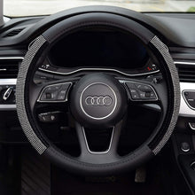 KAFEEK Diamond Leather Steering Wheel Cover with Bling Bling Crystal Rhinestones, Universal 15 inch Anti-Slip, Super cool Black Microfiber Leather and Diamond