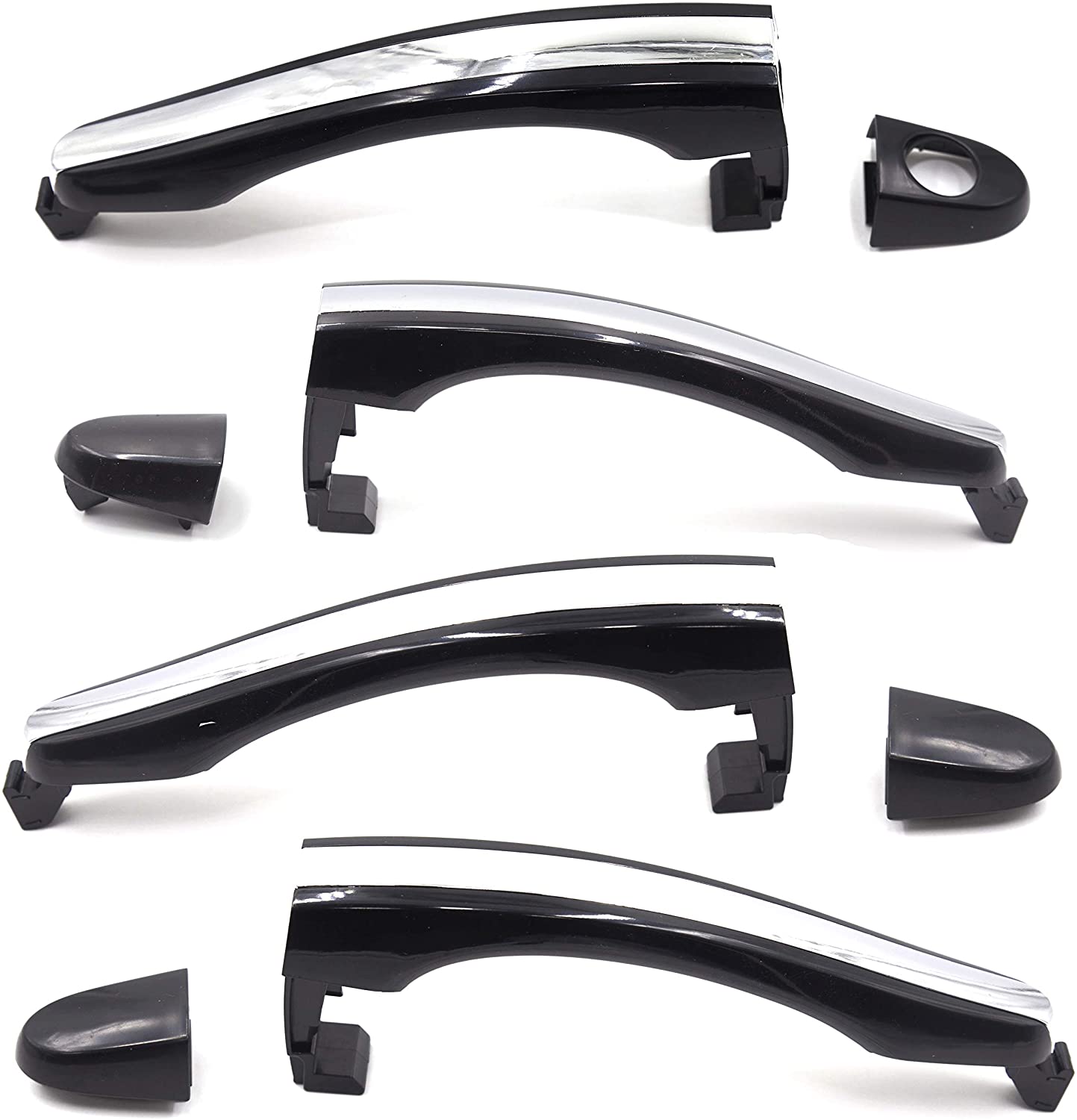 Set of 4 Exterior Door Handle Chrome/Black Front Rear Left Right For Hyundai Azera 2006 2011