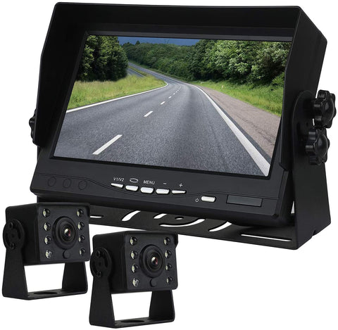 Reversing Image Recording DVR 2 Truck Rear Camera 1280 720 AHD Night Vision with 7 inch Vehicle Rear View Monitor, Support SD Card