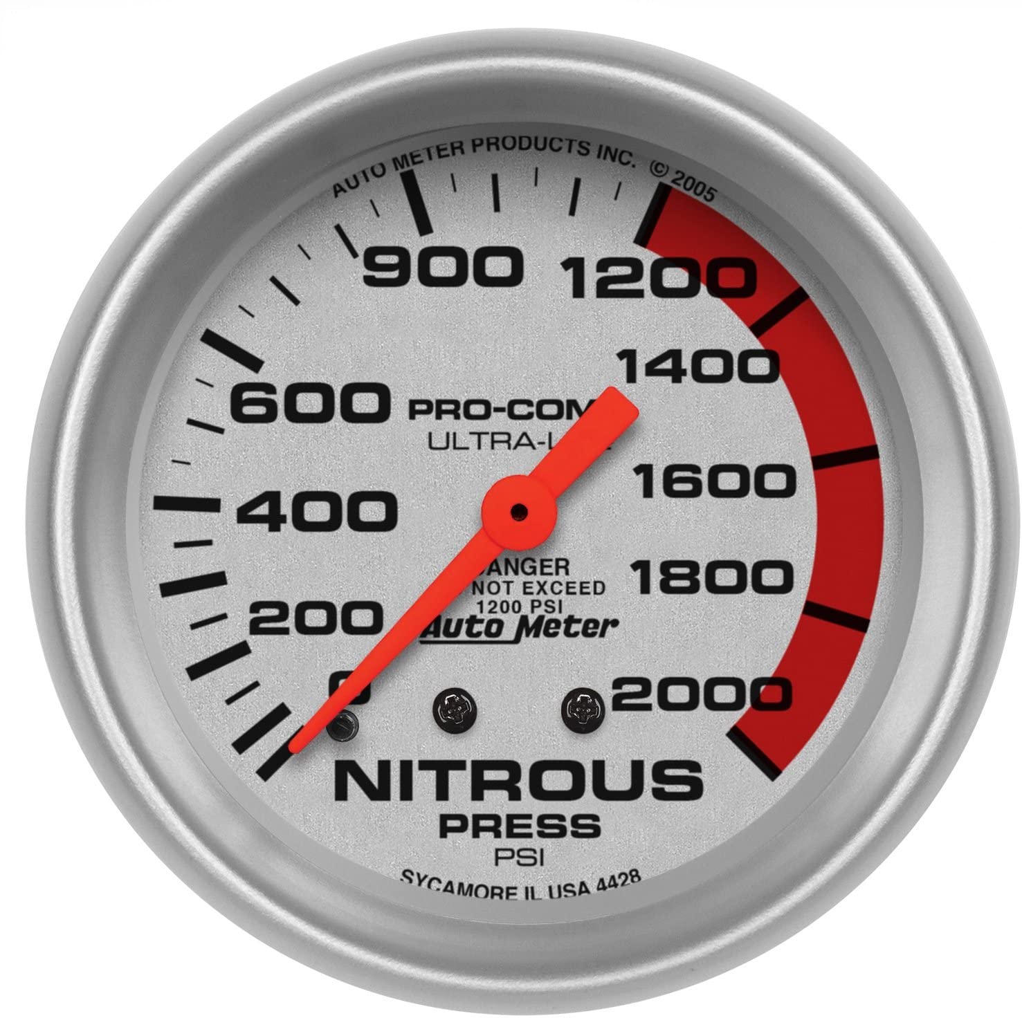 Auto Meter 4428 Ultra-Lite Mechanical Nitrous Pressure Gauge,2.625 in.