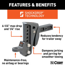 CURT 45949 Rebellion XD Adjustable Cushion Hitch Ball Mount 2-Inch Receiver, 15,000 lbs, 6-Inch Drop