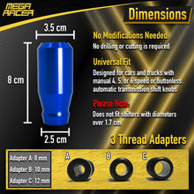 Mega Racer Blue Aluminum Shift Knob for Buttonless Automatic and 4, 5 and 6 Speed Manual Transmission Vehicles