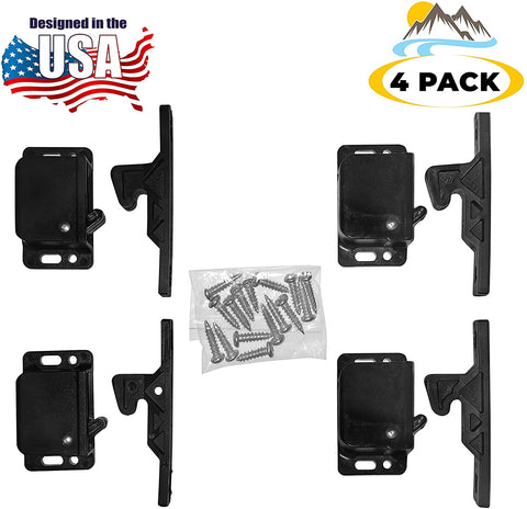 Camp'N - 4 Pack - Push Catch - Latch - Grabber - Holder for RV Cabinet Doors with Mounting Hardware - 5 lbs Pull Force - Perfect for RV, Trailer, Camper, Motor Home, Cargo Trailer - OEM Replacement