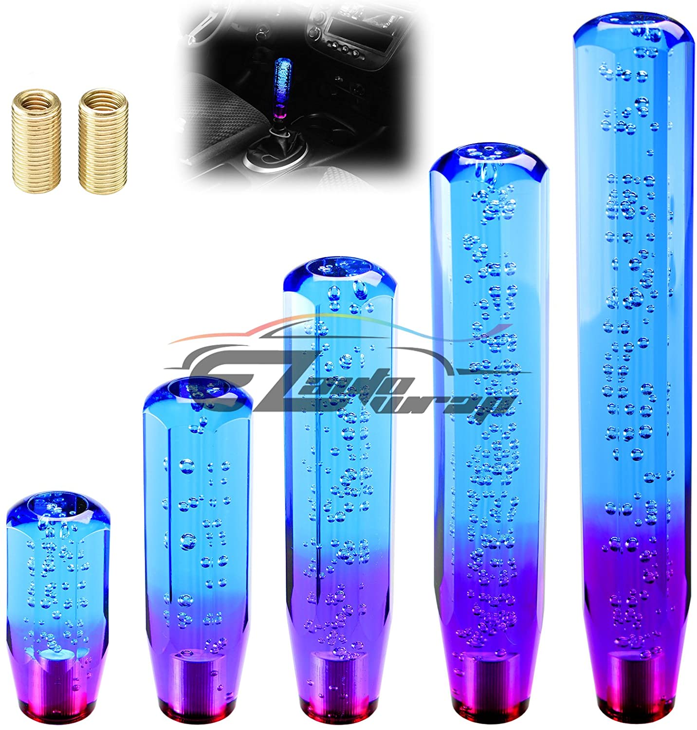 EZAUTOWRAP Shift Knob Stick Crystal Transparent Bubble Purple Blue Throw Gear Shifter 30cm