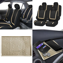 FH Group FB032102 Unique Flat Cloth Pair Set Seat Covers w. 2 Detachable Headrests,Gray/Black- Fit Most Car, Truck, SUV, or Van