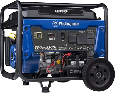 Westinghouse WGen9500DF Dual Fuel Portable Generator-9500 Rated 12500 Peak Watts Gas or Propane Powered-Electric Start-Transfer Switch & RV Ready, CARB Compliant