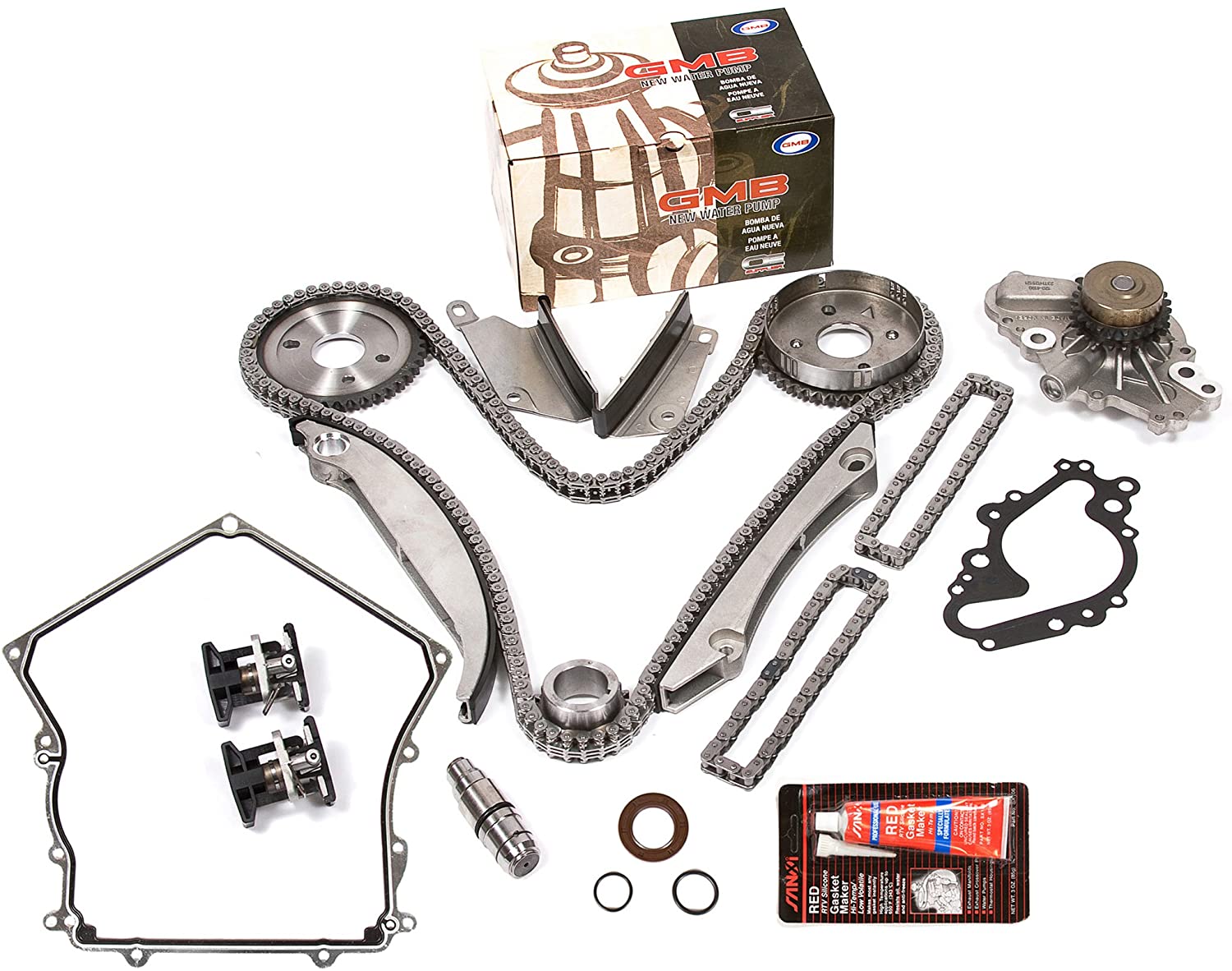 Evergreen TKTCS5028HWP Compatible With 02-06 Chrysler Dodge V6 2.7L EER Timing Chain Kit GMB Water Pump (NGC Cam Gear) Timing Cover Gasket