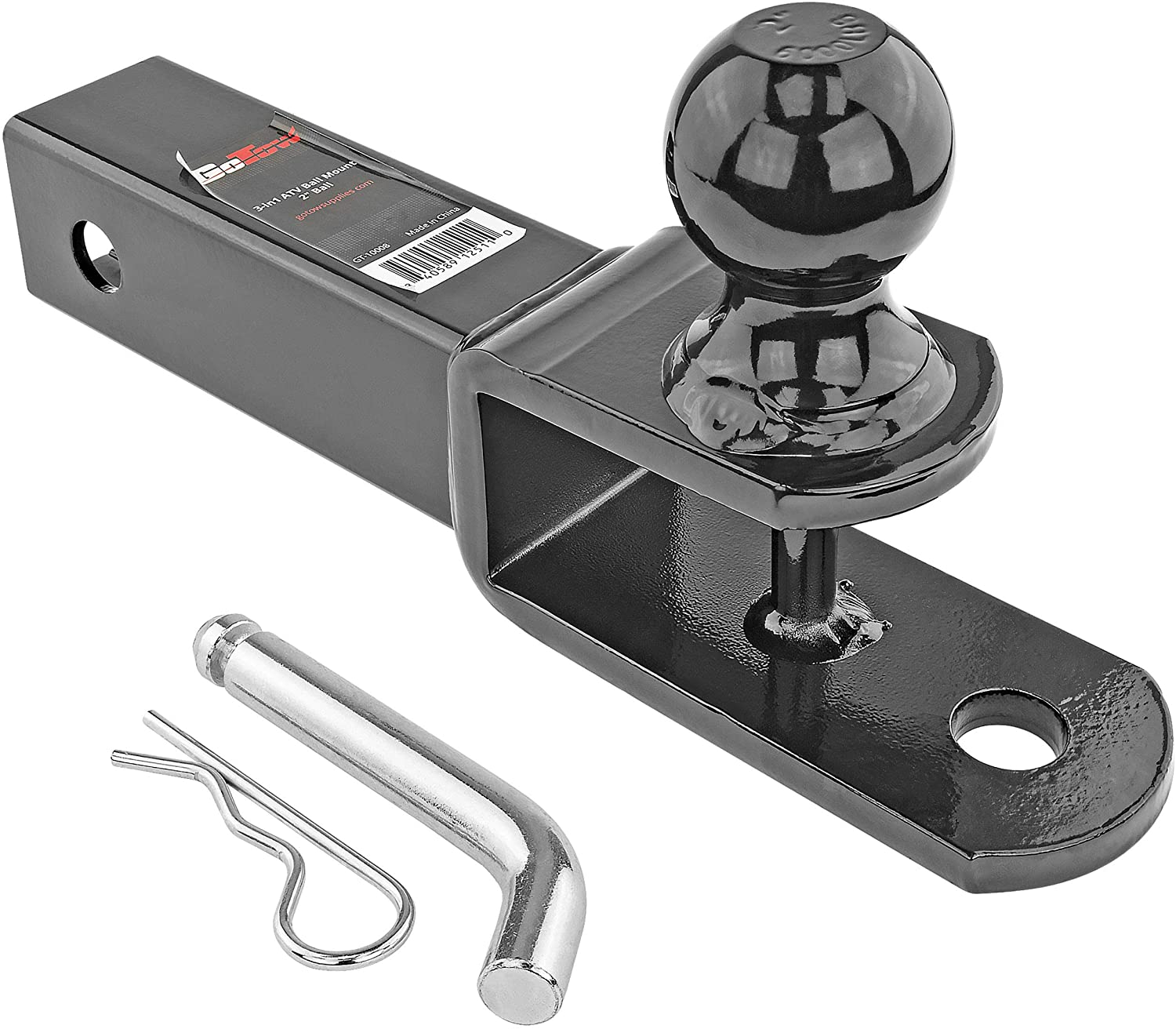 GoTow GT-10008 ATV UTV 3 In 1 Ball Mount Hitch W/ Hitch Pin Fits 2-inch Receiver Class III 6000lb 2-inch Ball