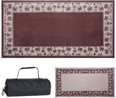 Reversible Mats 209187 Outdoor Patio / RV Camping Mat - Palm Tree (Brown/Beige, 9-Feet x 18-Feet)