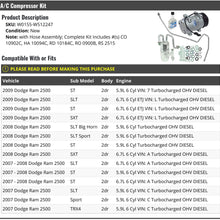 A/C Compressor Kit with Hose Assembly - Compatible with 2007-2009 Dodge Ram 2500 2-Door 6-Cylinder Turbo Diesel