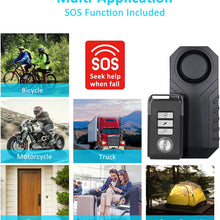 113dB Bike Alarm with Remote, Wireless Anti-Theft Vibration Motorcycle Bicycle Alarm Security Vibration Motion Sensor Alarm Waterproof Security Alarm System Adjustable Volume Super Loud, for Vehicle