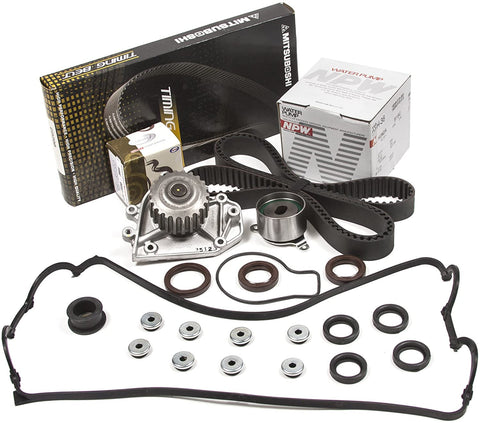 Evergreen TBK247MVCN Compatible With 94-01 Acura Integra GSR Type-R VTEC 1.8 DOHC B18C1 B18C5 Timing Belt Kit Valve Cover Gasket NPW Water Pump