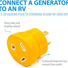 Camco PowerGrip Durable Electrical Adapter - Easy Grip for Simple and Safe Use, 30 AMP Male 15 AMP Female (55233), Yellow|Yellow