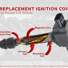 Ignition Coil Pack Set of 4 - Compatible with Nissan Vehicles - 2002, 2003, 2004, 2005, 2006 Altima 2.5L, Sentra 02, 03, 04, 05, 06 - Replaces 224488H300, 224488H315, 22448-8H310, 22448-8H311