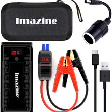 Imazing Portable Car Jump Starter - 2500A Peak 20000mAH (Up to 8L Gas or 8L Diesel Engine) 12V Auto Battery Booster Portable Power Pack with LCD Display Jumper Cables, QC 3.0 and LED Light