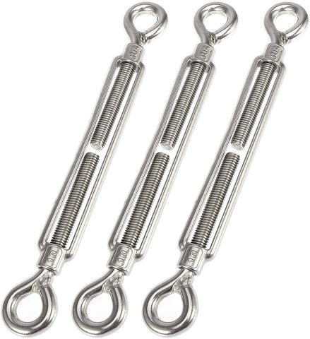 X AUTOHAUX 3pcs M10x1.5 Car 304 Stainless Steel Eye and Eye Turnbuckle Wire Rope Tension