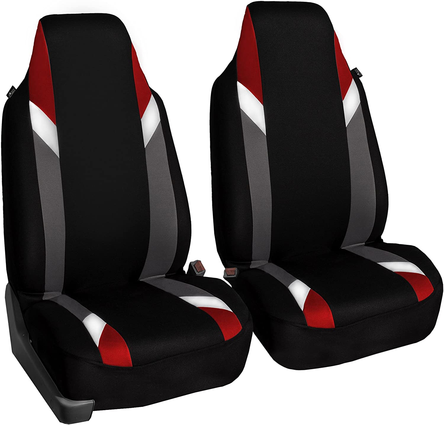 FH Group FB133102 Premium Modernistic Seat Covers Red/Black- Fit Most Car, Truck, SUV, or Van