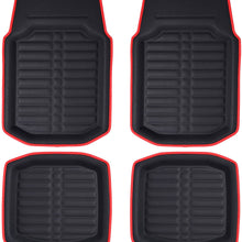FH Group Tray Style Car Mats F14409REDBLACK Deep Tray All Weather Floor Mats, 4 Piece