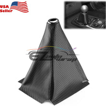 EZAUTOWRAP Universal Shift Knob Shifter Boot Cover Carbon Fiber Style Black with Red Stitches PVC Leather MT at Sport PVC Leather