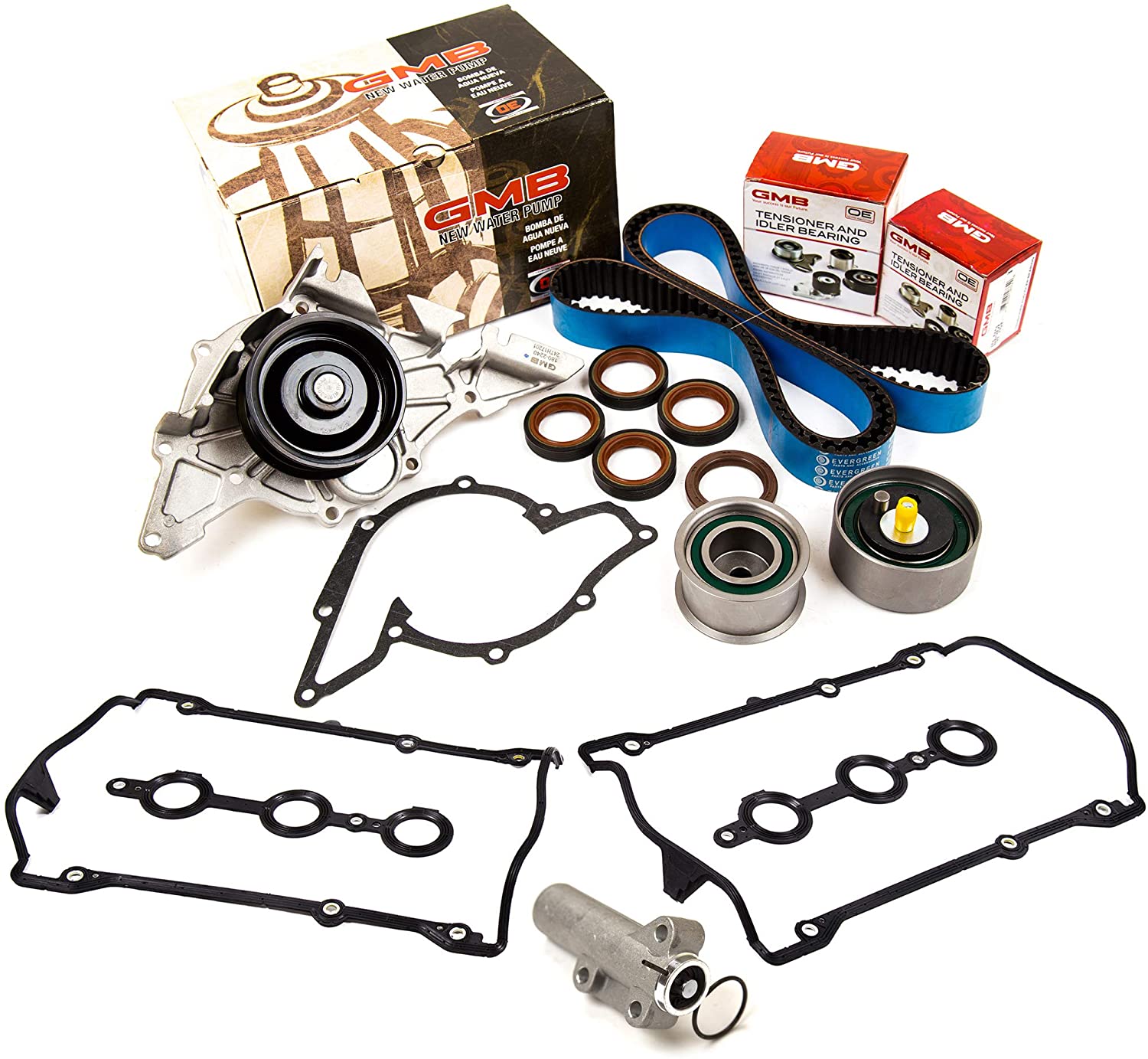 Evergreen TBK297HPHVC2 Timing Belt Kit Water Pump Tensioner Fit Valve Cover Audi Allroad S4 Quattro 2.7