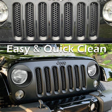 E-cowlboy Front Grille Mesh Inserts & Headlight Cover for Jeep Wrangler JK JKU 2007-2017【Upgrade Matte Black Clip-on Version】