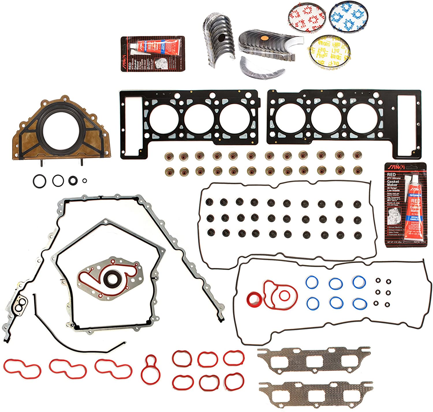 Evergreen Engine Rering Kit FSBRR8-30101LEVE\2\0\0 Fits 05-09 Dodge Magnum Charger Chrysler Sebring 2.7 Full Gasket Set, Standard Size Main Rod Bearings, 0.50mm / 0.020
