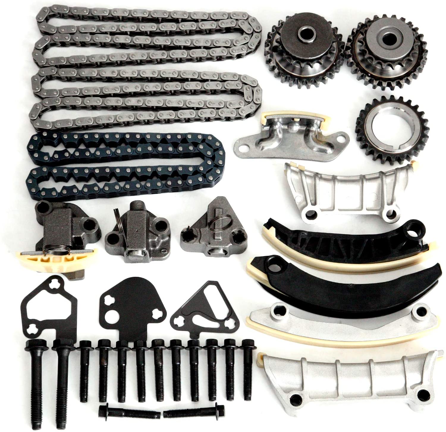 AUTOMUTO 9-0753S Engine Timing Chain Kit w/Chain Guide Tensioner Sprocket, Fit for 3.0L 3.6L V6 Buick Enclave Lacrosse Cadillac CTS SRX Chevy Equinox Malibu Traverse GMC Acadia