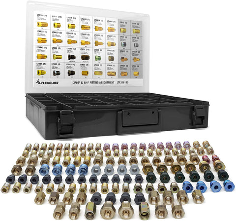 4LIFETIMELINES Fitting Assortment, Union, Adapter, 32 SKU, 3/16 Inch and 1/4 Inch Tube Nut
