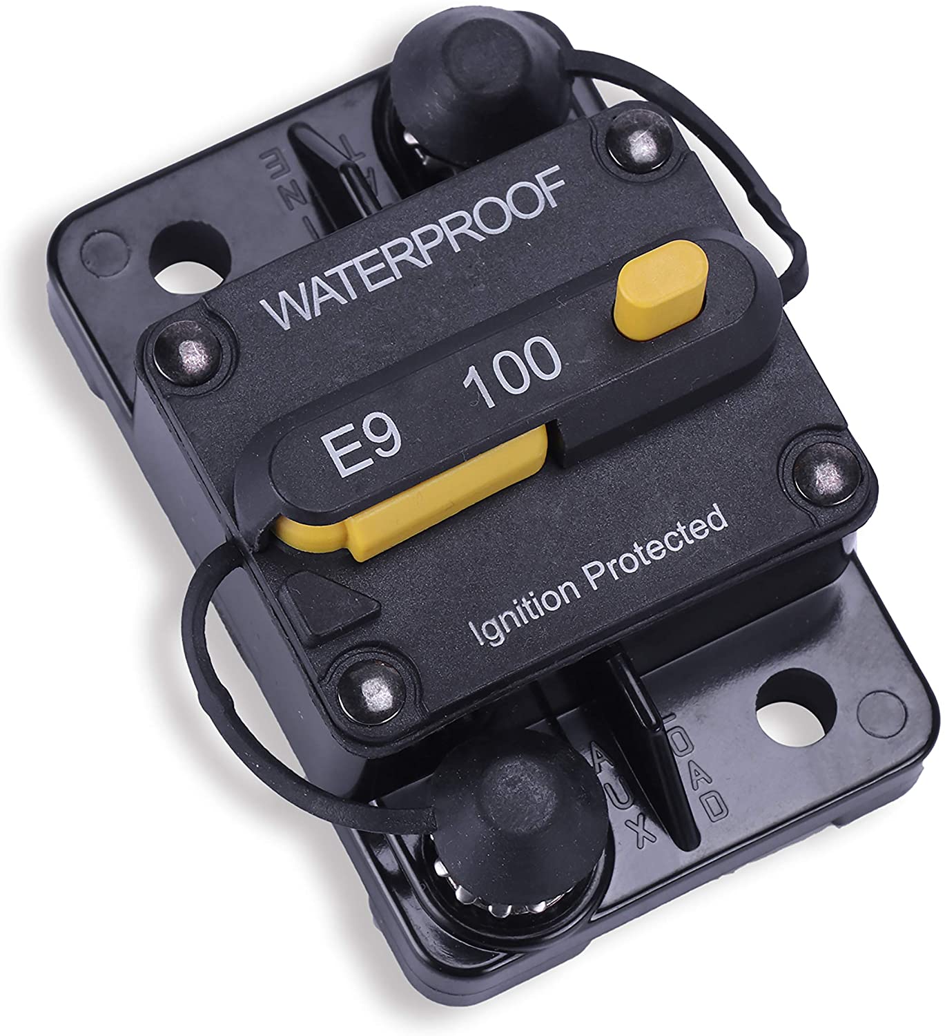 JUSTTOP 100Amp Circuit Breaker, 12V-48V DC Circuit Breaker with Manual Reset Waterproof Inline Fuse, Suitable for Campers, Trailers, RV, Ships, etc
