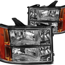 DNA Motoring HL-OH-GMCSIE07-CH-AM Headlight Assembly (Driver and Passenger Side),Chrome amber (Chrome amber)