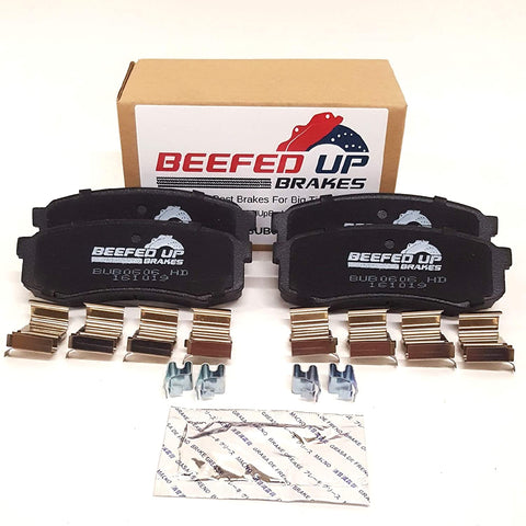 Beefed Up Brakes Premium Heavy Duty Rear Ceramic Brake Pad Kit w/hardware and grease Compatible with Toyota 4Runner, Toyota FJ Cruiser & Toyota Land Cruiser