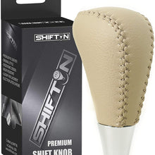 SHIFTIN Leather Wood Gear Shift Knob for Toyota Avalon Yaris 4Runner Land Cruiser Sienna Camry Solara Tacoma and Lexus ES300 ES330 GS300 GS400 GS430 (Tan Beige Leather)
