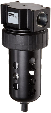 Parker 07F46AC Compressed Air Filter, Removes Particulate, Polycarbonate Bowl with Metal Bowl Guard, Auto Float Drain, 40 Micron, 145 scfm, 3/4
