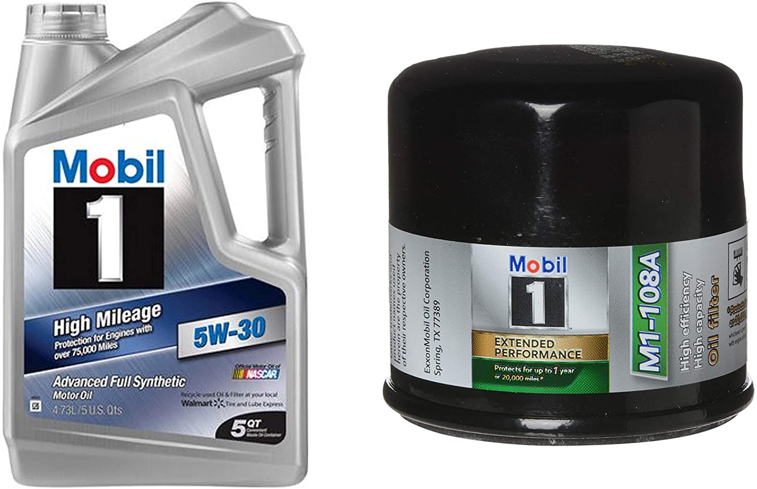 Mobil 1 5W-30 High Mileage Full Synthetic Motor Oil, 5-Quart, Single Bundle 5W-30 High Mileage Full Synthetic Motor Oil, 5-Quart